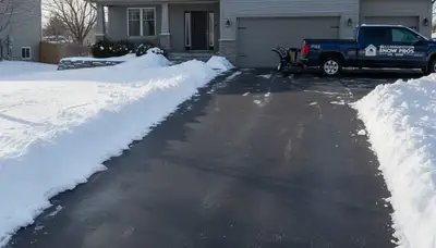 Cleared driveway after professional snow removal by Chop Chop Landscaping in Bloomington, IN