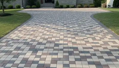 Interlocking paver driveway installation in Bloomington, IN showcasing professional landscaping craftsmanship