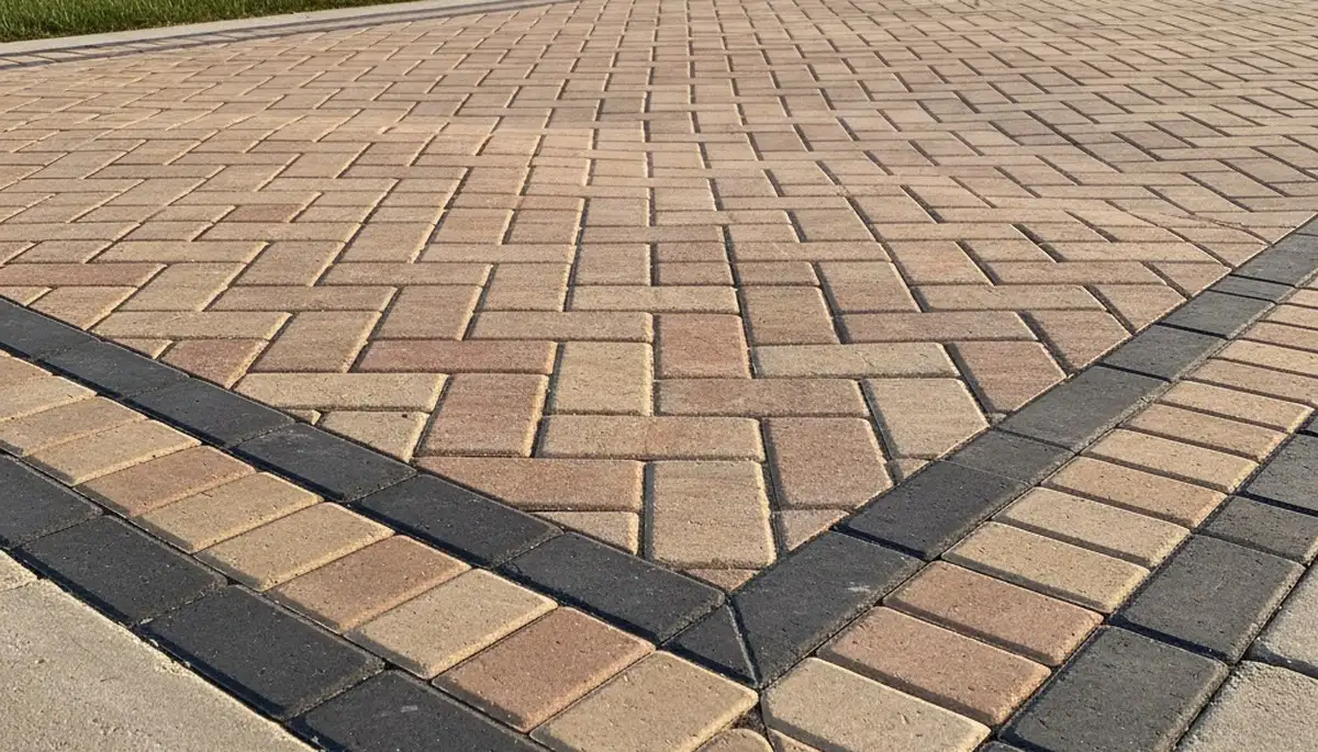 Decorative driveway paver border and edging by professional landscapers in Bloomington, IN