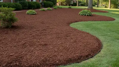 Freshly spread mulch beds with clean edges in Bloomington, IN by Chop Chop Landscaping