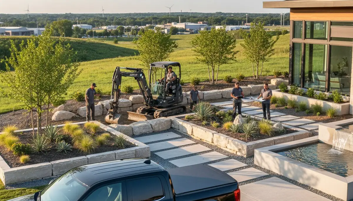 Landscaping team serving Bloomington, IN with professional lawn care and outdoor maintenance services