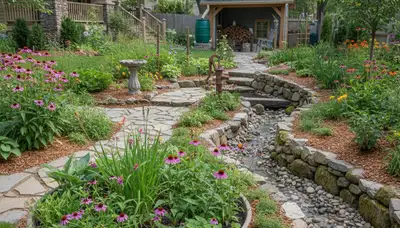 Rain garden and water management system by organic landscapers in Bloomington, IN